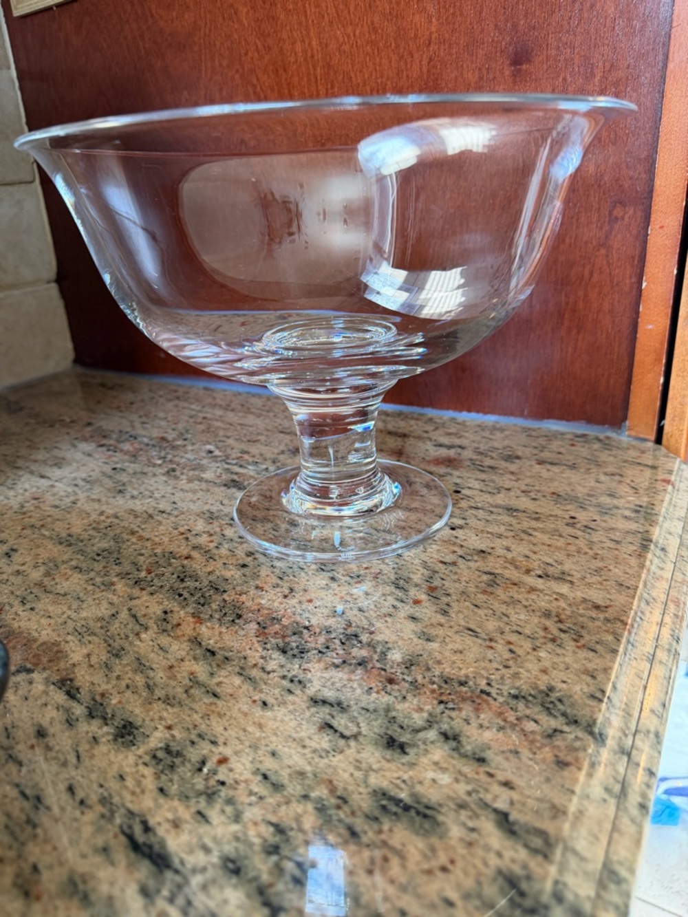 Ralph Lauren LANDON Clear Glass Large  Pedestal Bowl Signed